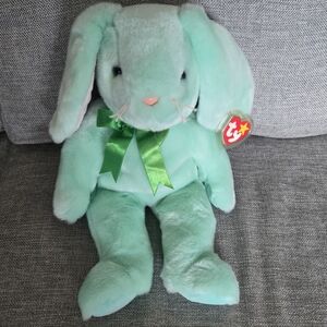 Ty Beanie Buddy Hippity the Mint Green Bunny - Rare Retired 14" Plush